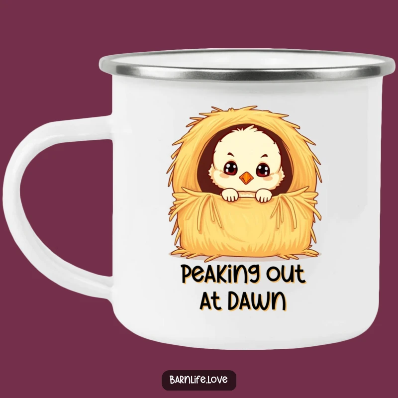 Funny Chick Camping Mug: Durable Enamel Farm Bird Cup, Adorable Outdoor Drinkware