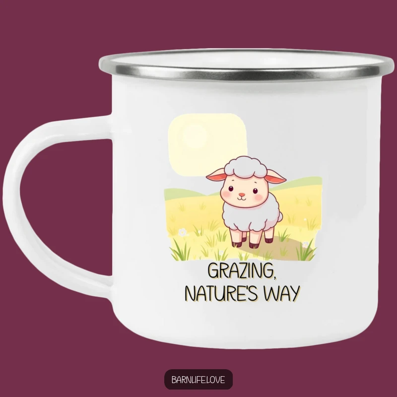 Funny Sheep Camping Mug: Rustic Farm Animal Cup for Humorous Relaxation