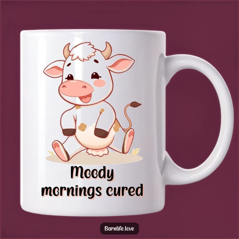 Funny Calf Mug: Cheerful Morning Farm Animal Art, Sunny Stretch, Perfect Gift