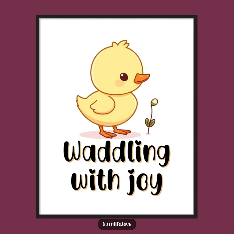Funny Duckling Waddling Digital Art: Instant Downloadable Cheer