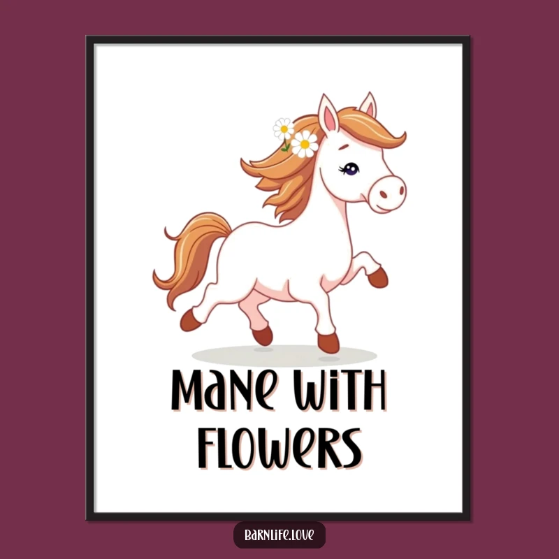 Funny Horse Trotting Digital Art: Instant Equestrian Decor