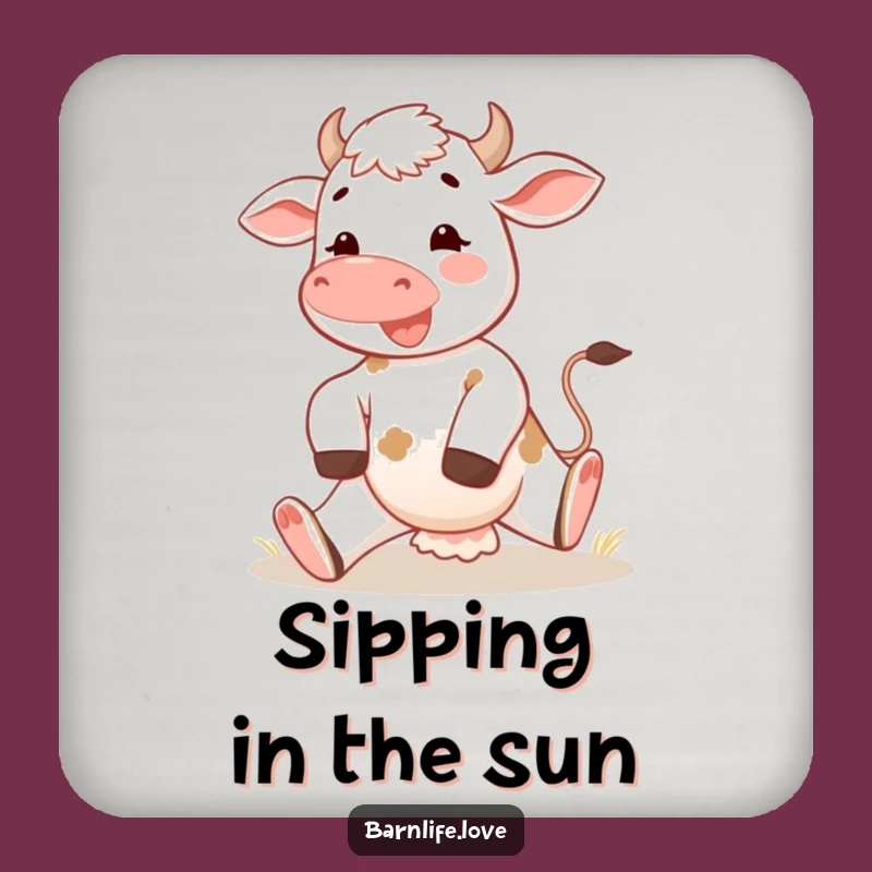 Funny Calf Coasters: Cheerful Morning Farm Decor, Sunny Stretch Set