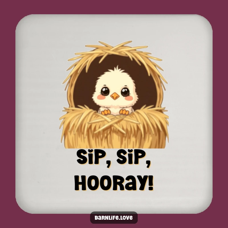 Funny Chick Drink Coaster: Cute Farm Animal Table Protector, Humorous Gift