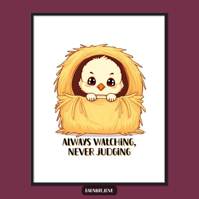 Funny Chick Poster: Charming Farm Animal Art Print, Wide-Eyed Bird Decor