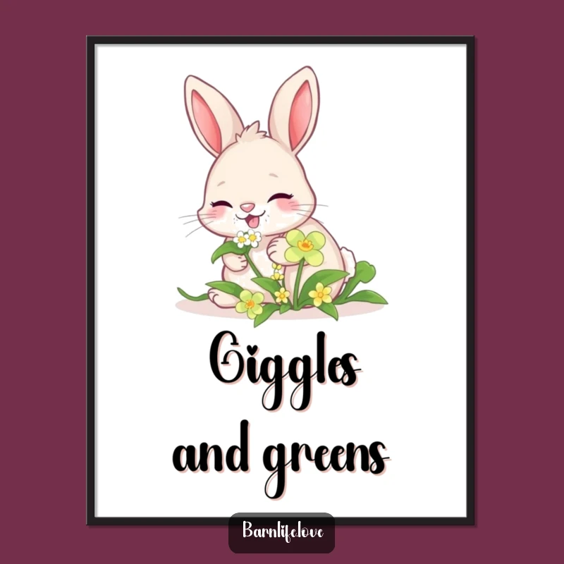 Funny Giggling Bunny Poster: Adorable Wall Art for Cheerful Spaces