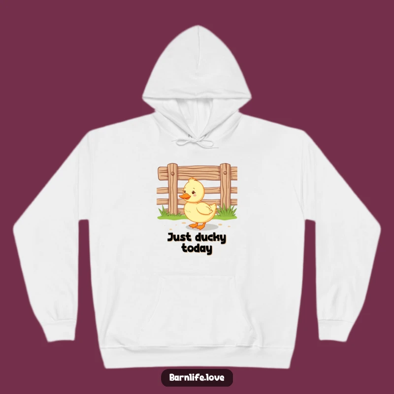 Funny Duckling Hoodie: Cozy Happy Farm Animal Sweatshirt, Fence Design