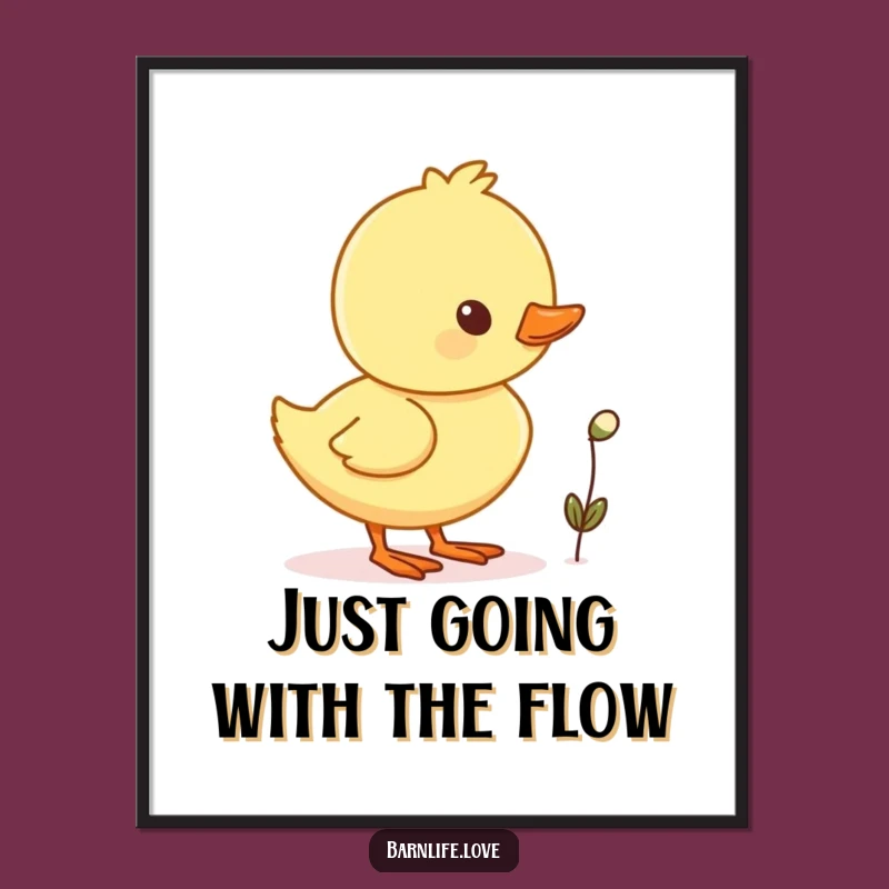 Free Printable Wall Art: Cheerful Duckling with Seed, Adorable Downloadable Art
