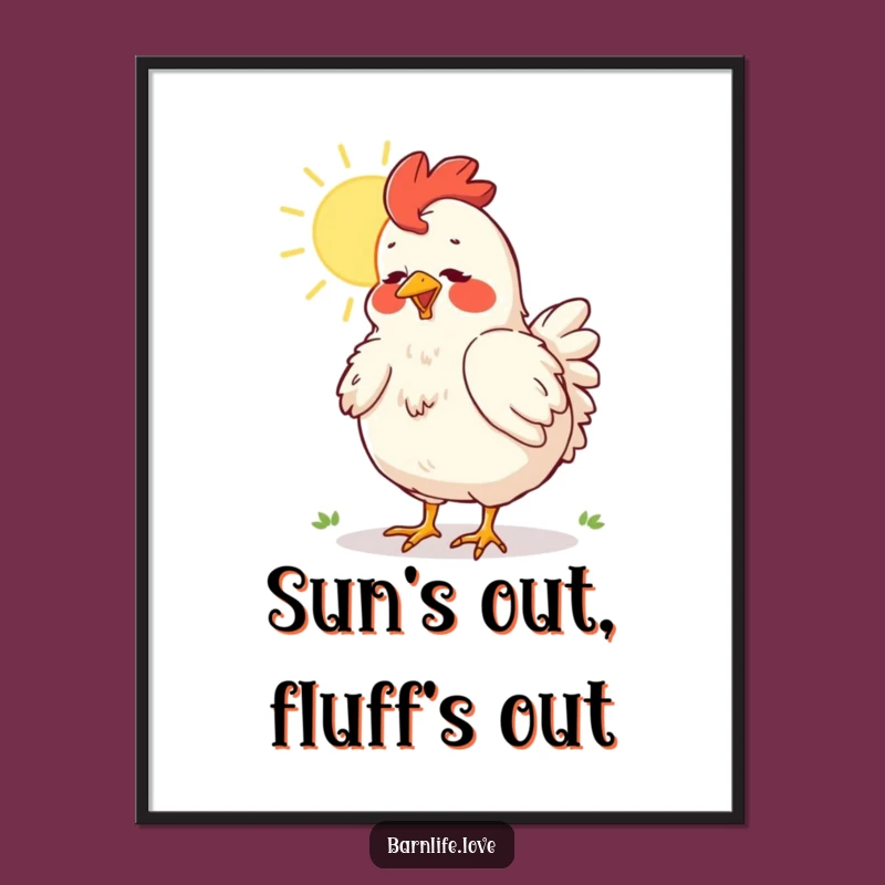 Free Printable Wall Art: Funny Chicken Dusting Feathers, Downloadable Art for a Laugh