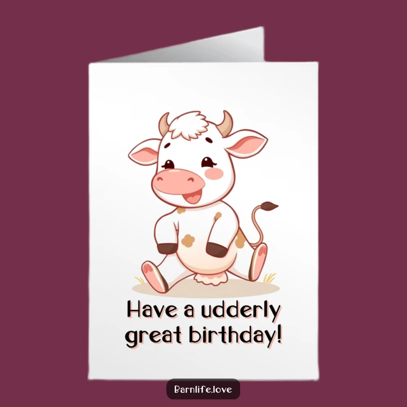 Free Printable Calf Birthday Card: Funny Farm Animal Downloadable Greeting