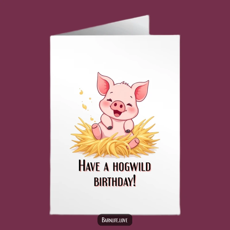 Free Printable Piglet Birthday Card - Rolling Piggy Funny Downloadable Gift