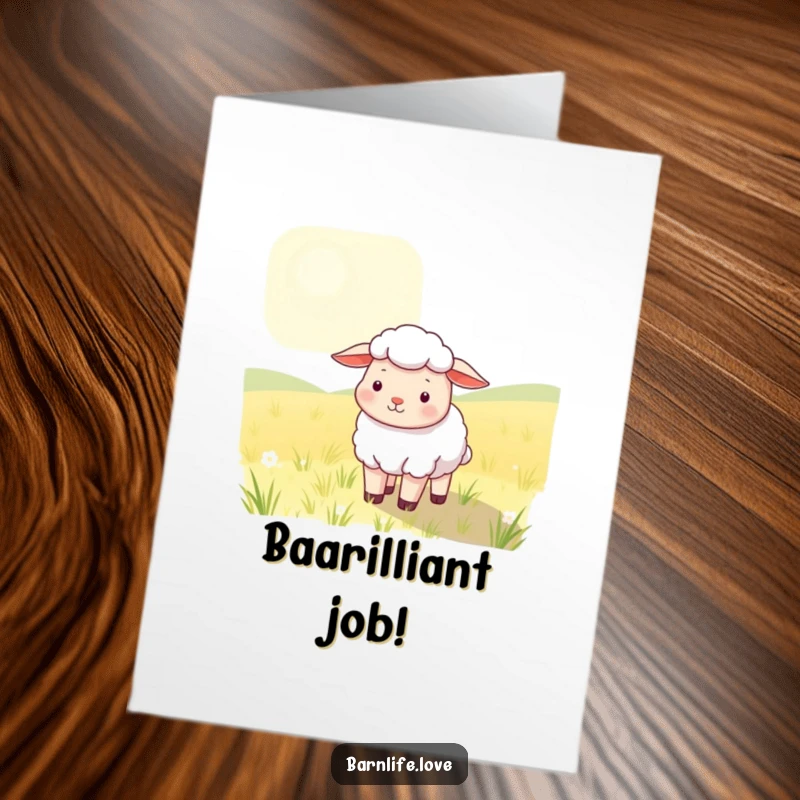 Funny Free Printable Sheep Congratulations Card - Contented sheep grazing in a sunlit field, soft wool, perfect for DIY congrats.