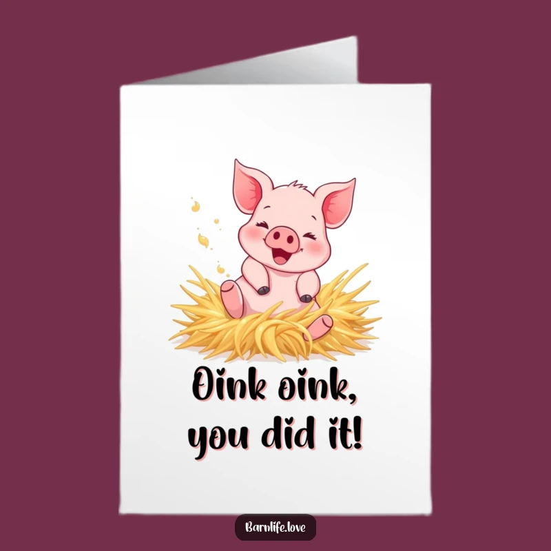 Free Printable Piglet Congrats Card - Joyful Swine Funny Downloadable Gift