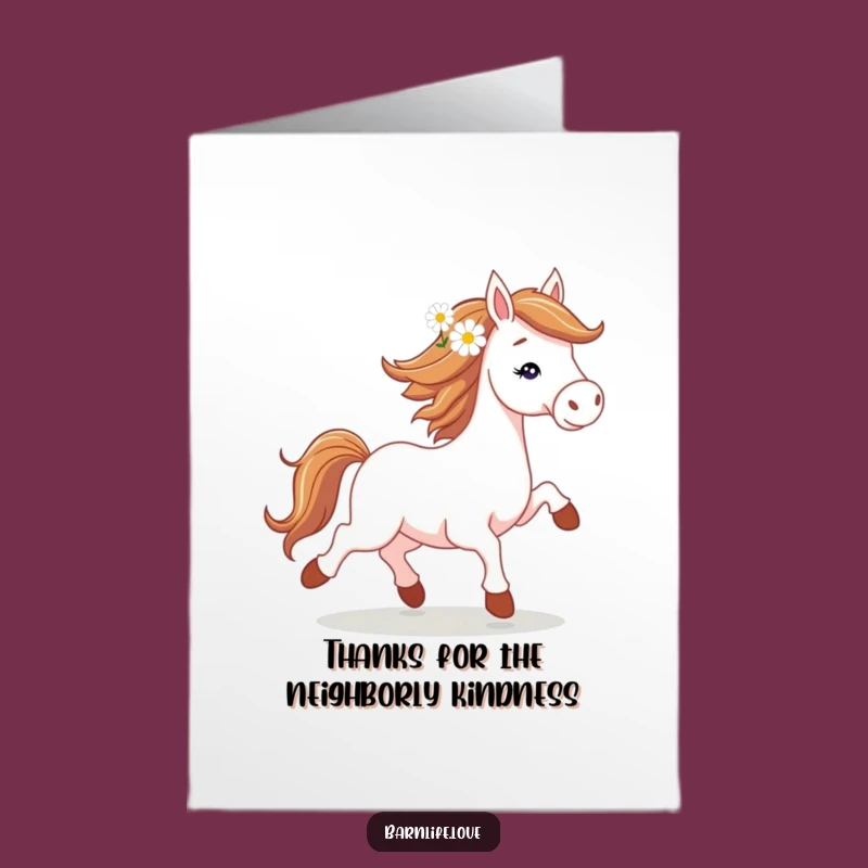 Free Printable Thank You Card: Spirited Horse with Daisy, Grateful Downloadable Greeting