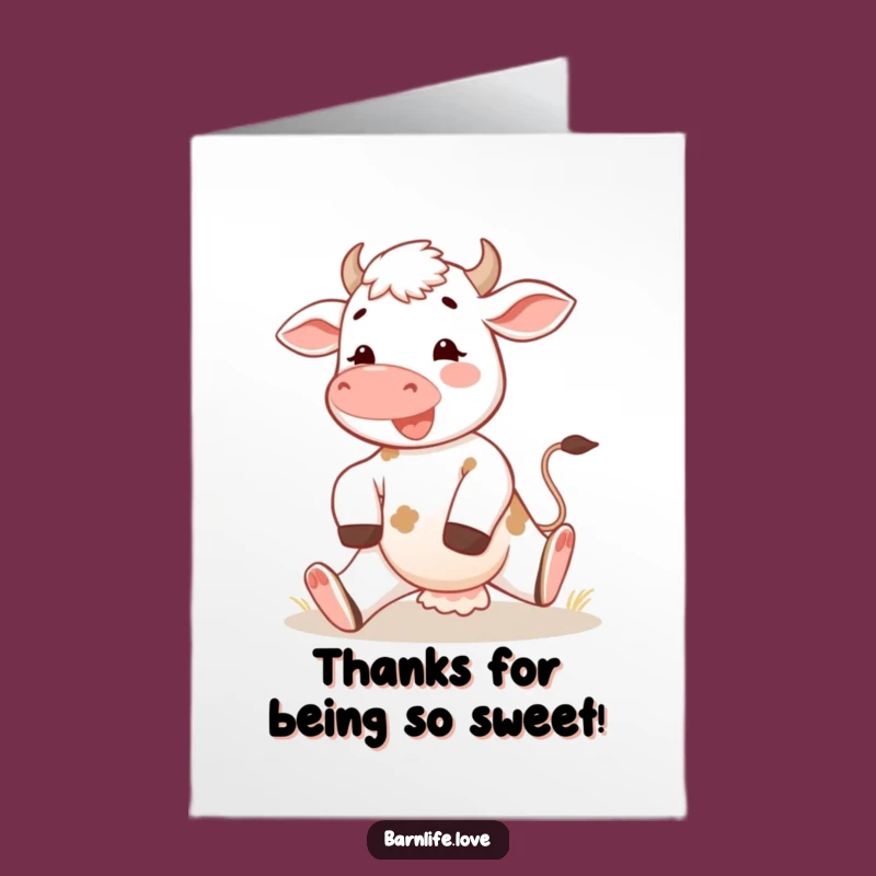 Free Printable Calf Thank You Card: Funny Farm Animal Downloadable Greeting