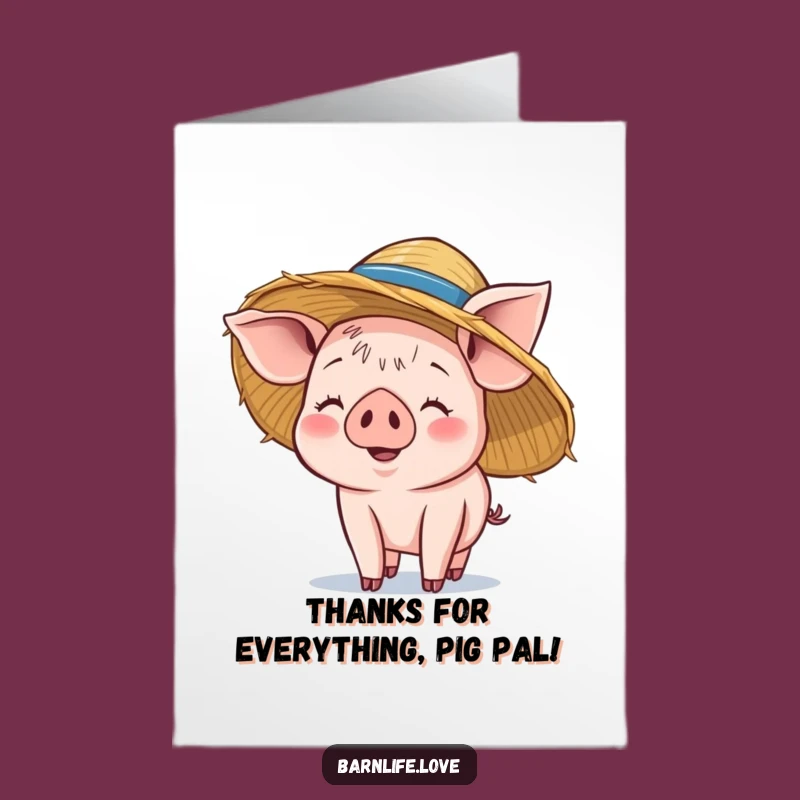 Free Printable Piglet Thank You Card: Funny Farm Animal Downloadable Greeting