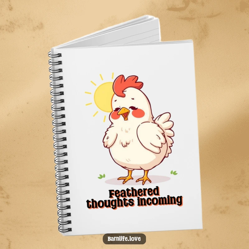 Funny chicken notebook with a content hen dusting its feathers in the sun, perfect for notes and creative ideas.