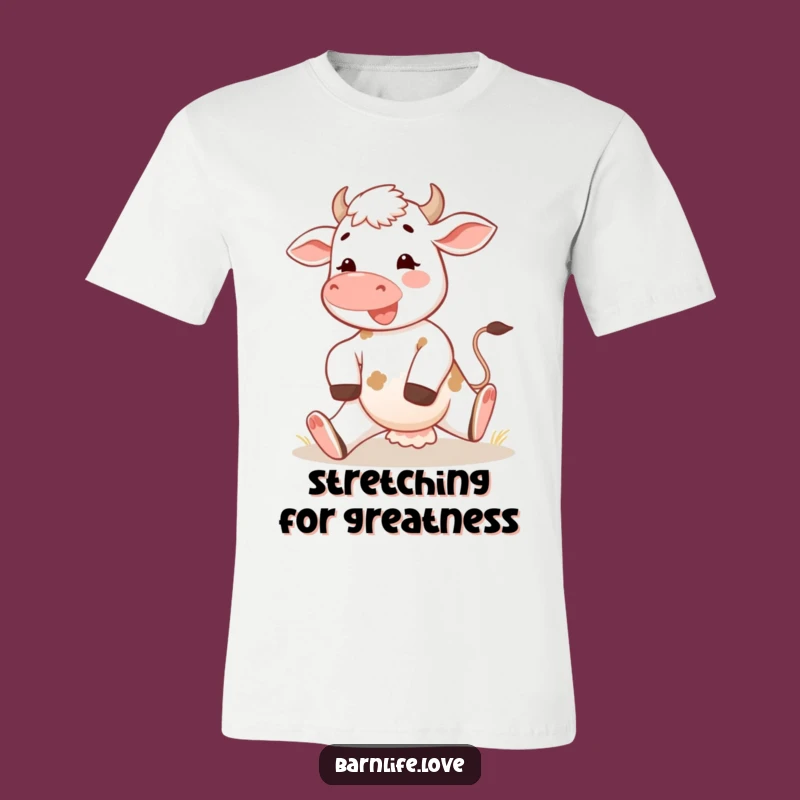 Funny Calf T-Shirt: Cheerful Morning Stretch, Sunny Farm Animal Tee Gift